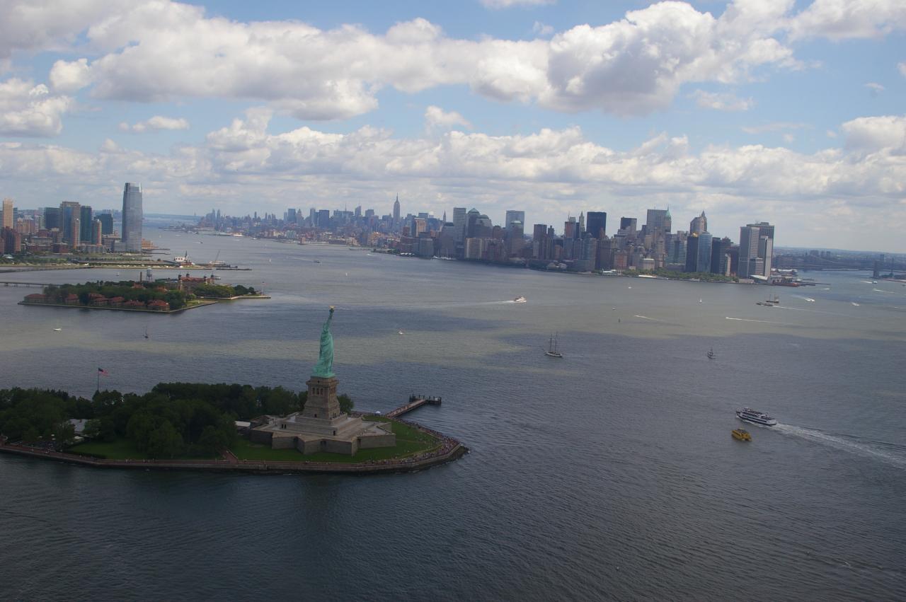 Liberty island and Manhattan