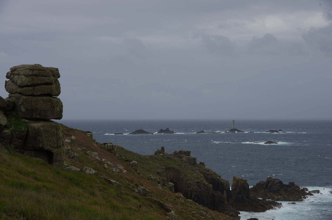 Trevescan Cliff and Longships Lighthouse