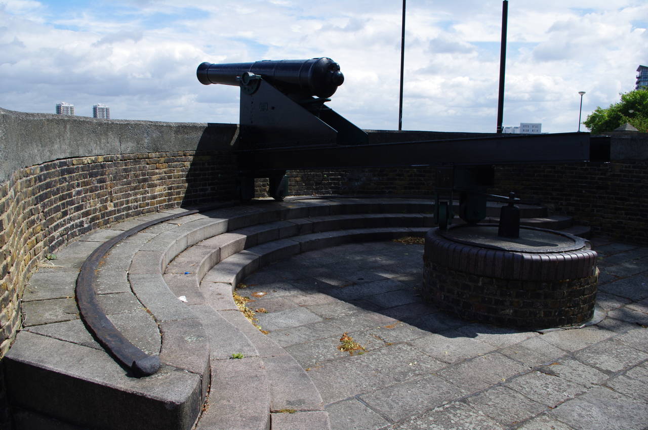 Cannon on the Woolwich riverside